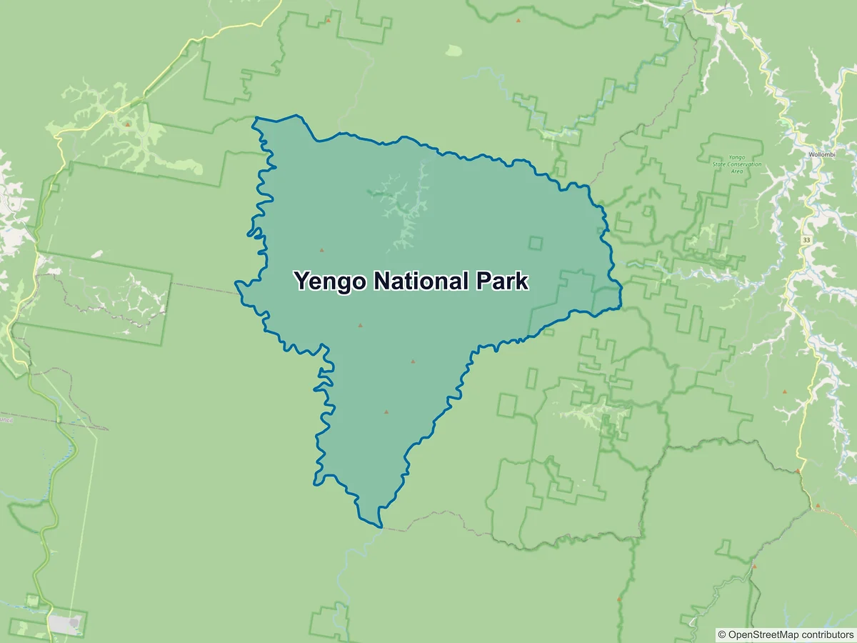 Map of Yengo National Park, NSW, Australia