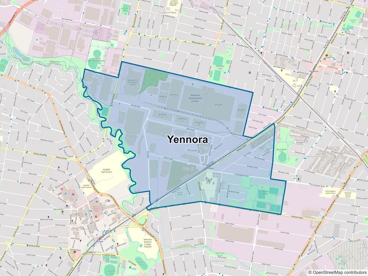 Map of Yennora, NSW, Australia