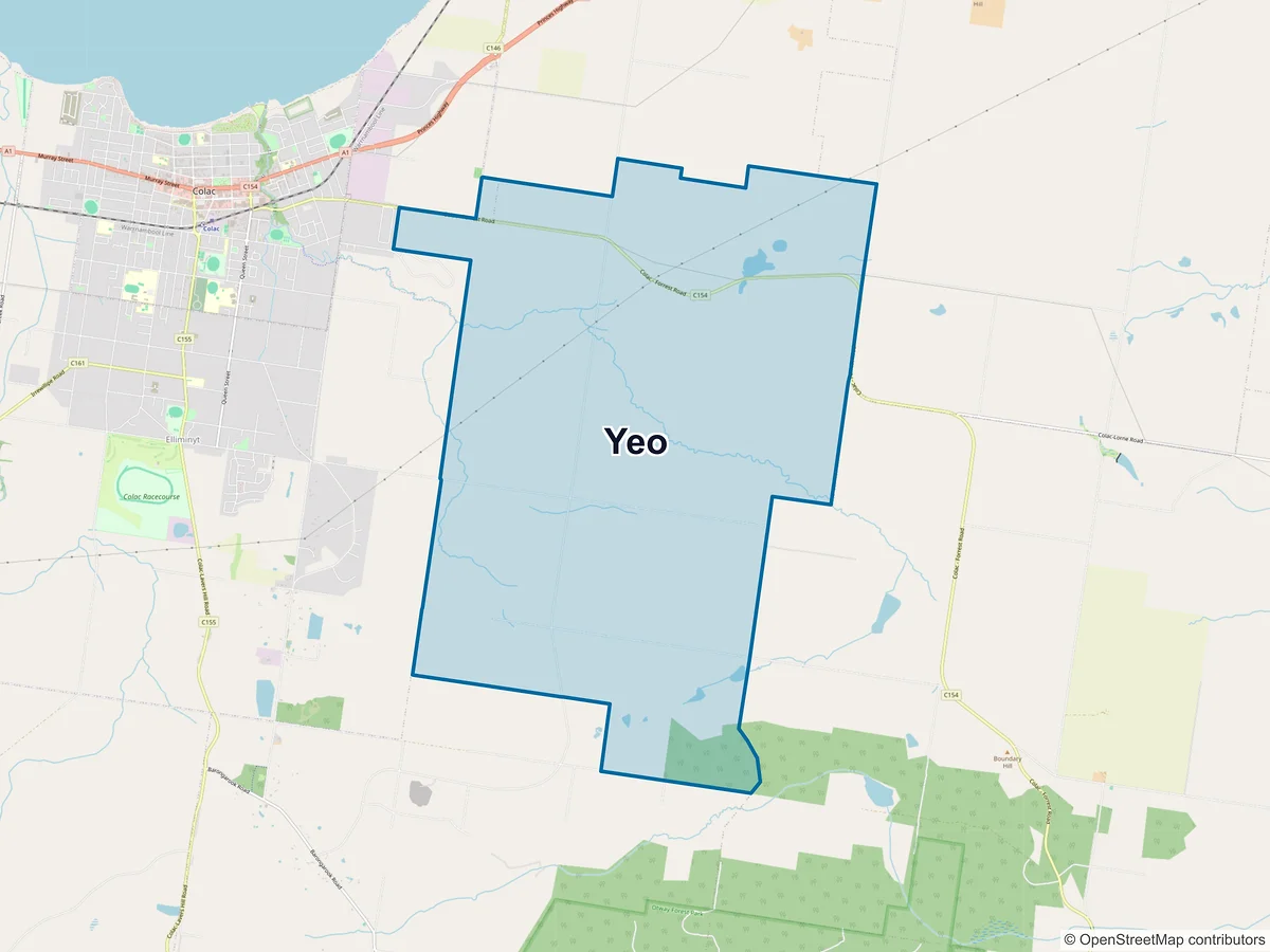 Map of Yeo, VIC, Australia