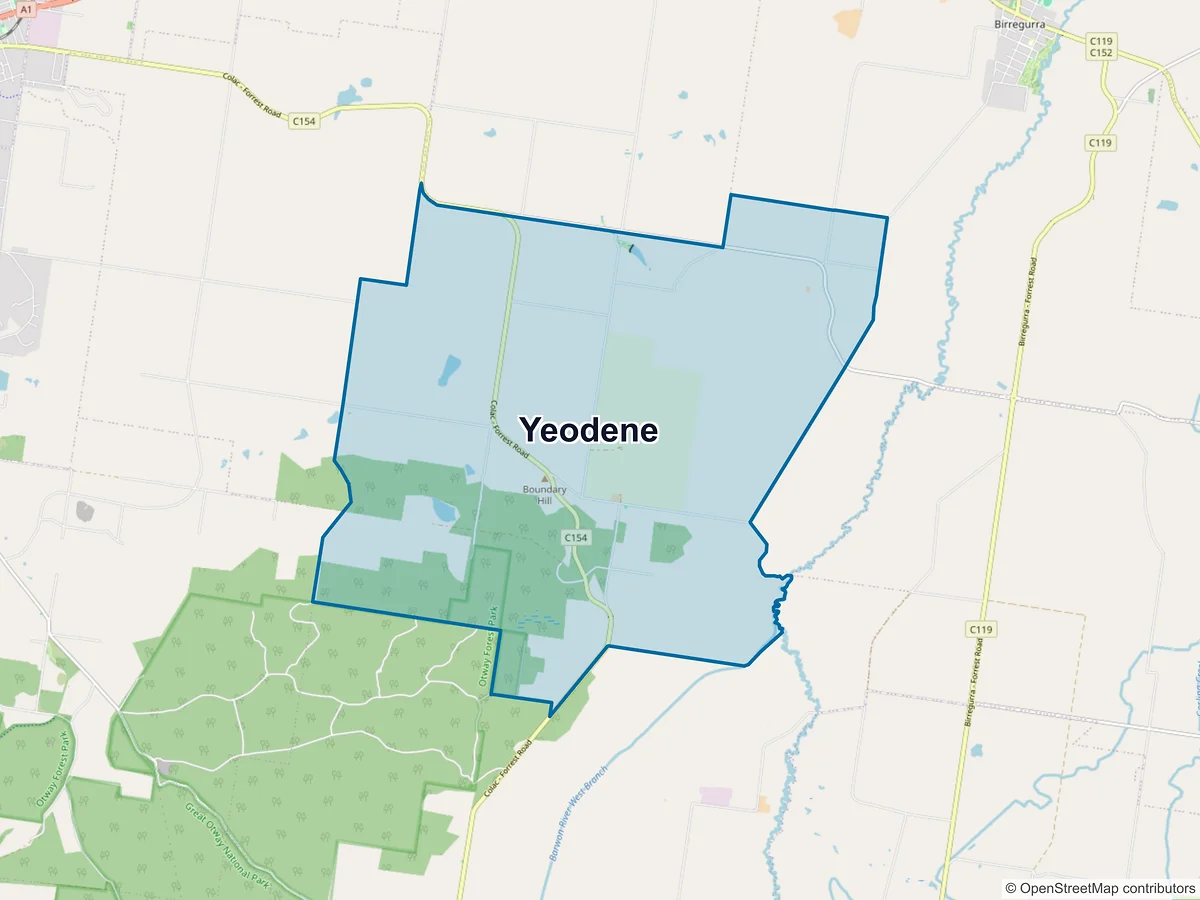 Map of Yeodene, VIC, Australia