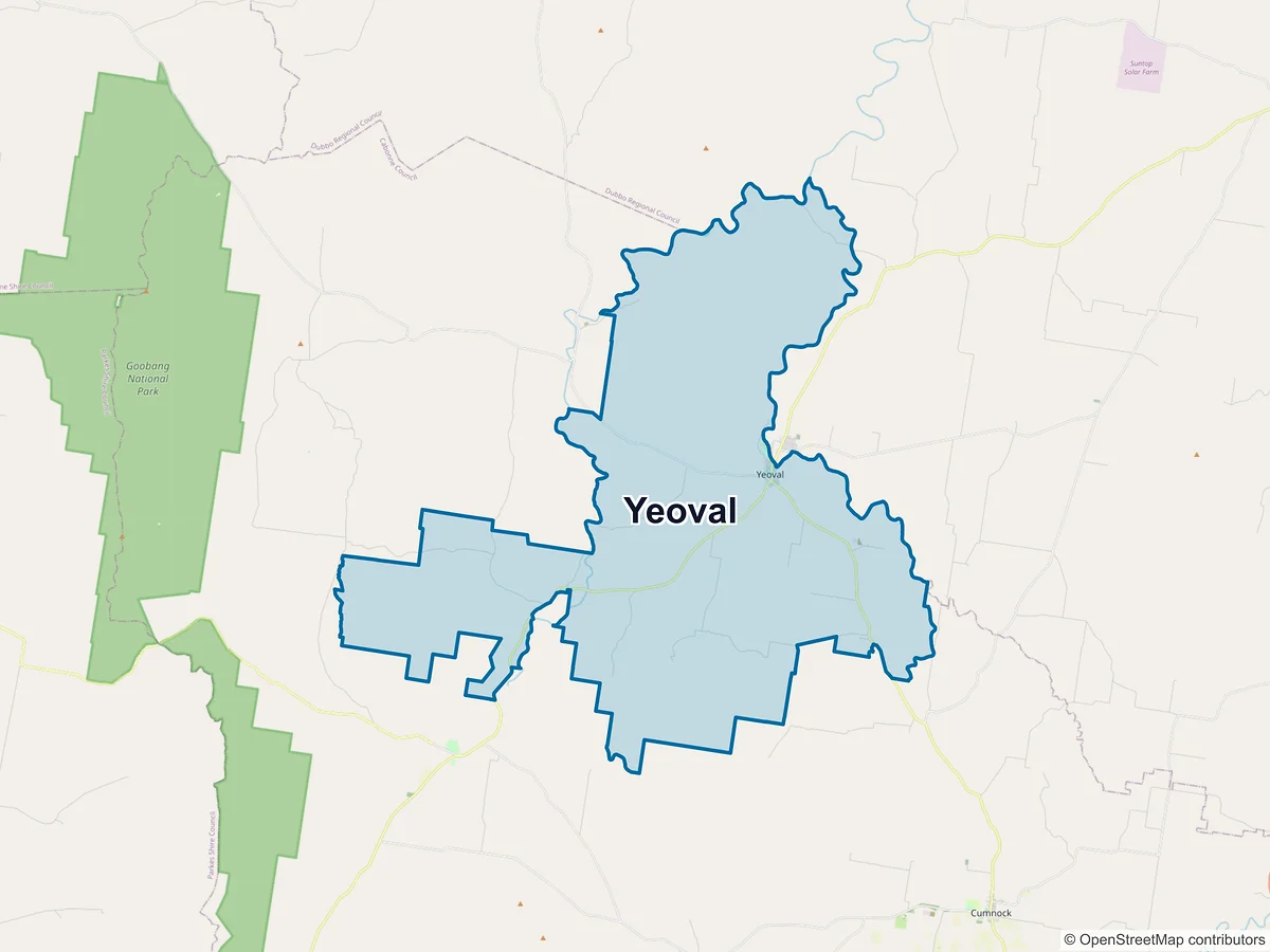 Map of Yeoval, NSW, Australia