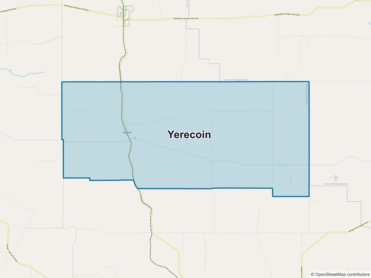 Map of Yerecoin, WA, Australia