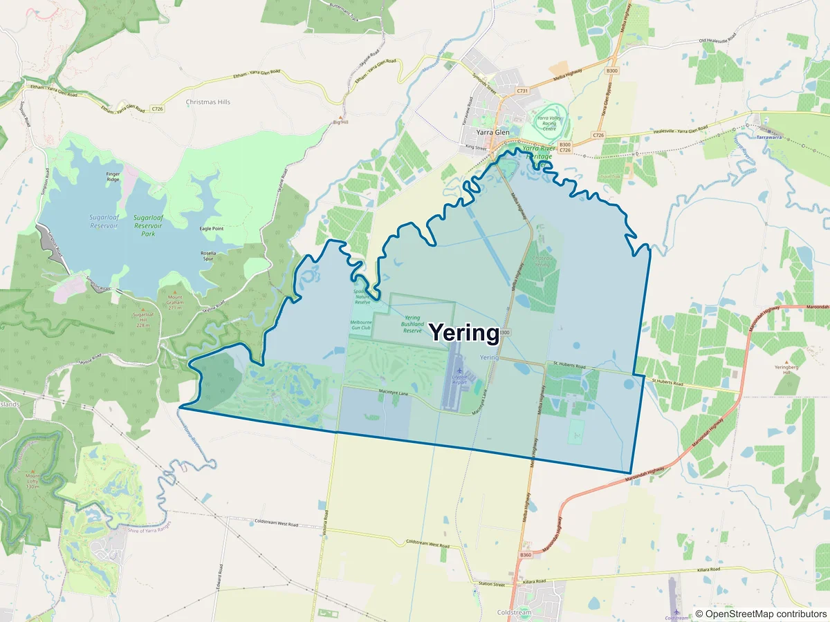 Map of Yering, VIC, Australia