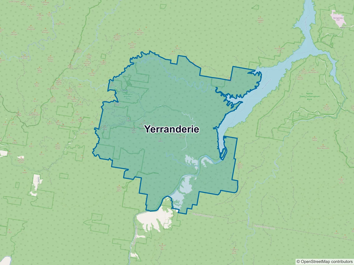 Map of Yerranderie, NSW, Australia
