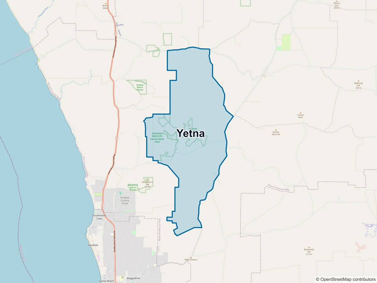 Map of Yetna, WA, Australia