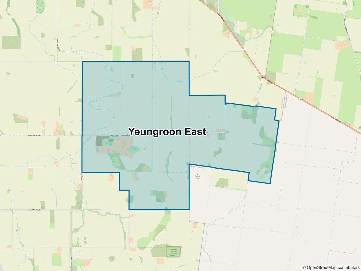 Map of Yeungroon East, VIC, Australia
