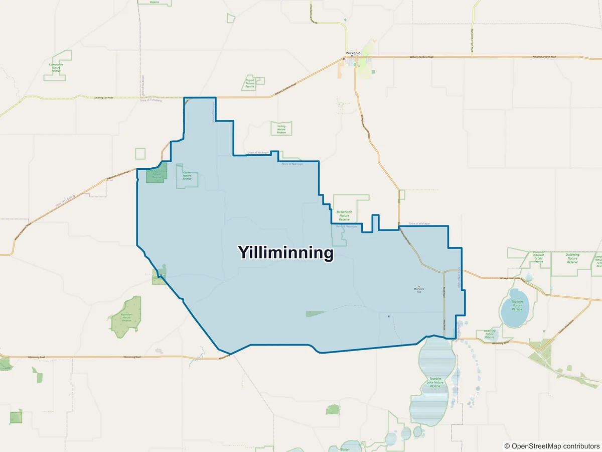 Map of Yilliminning, WA, Australia