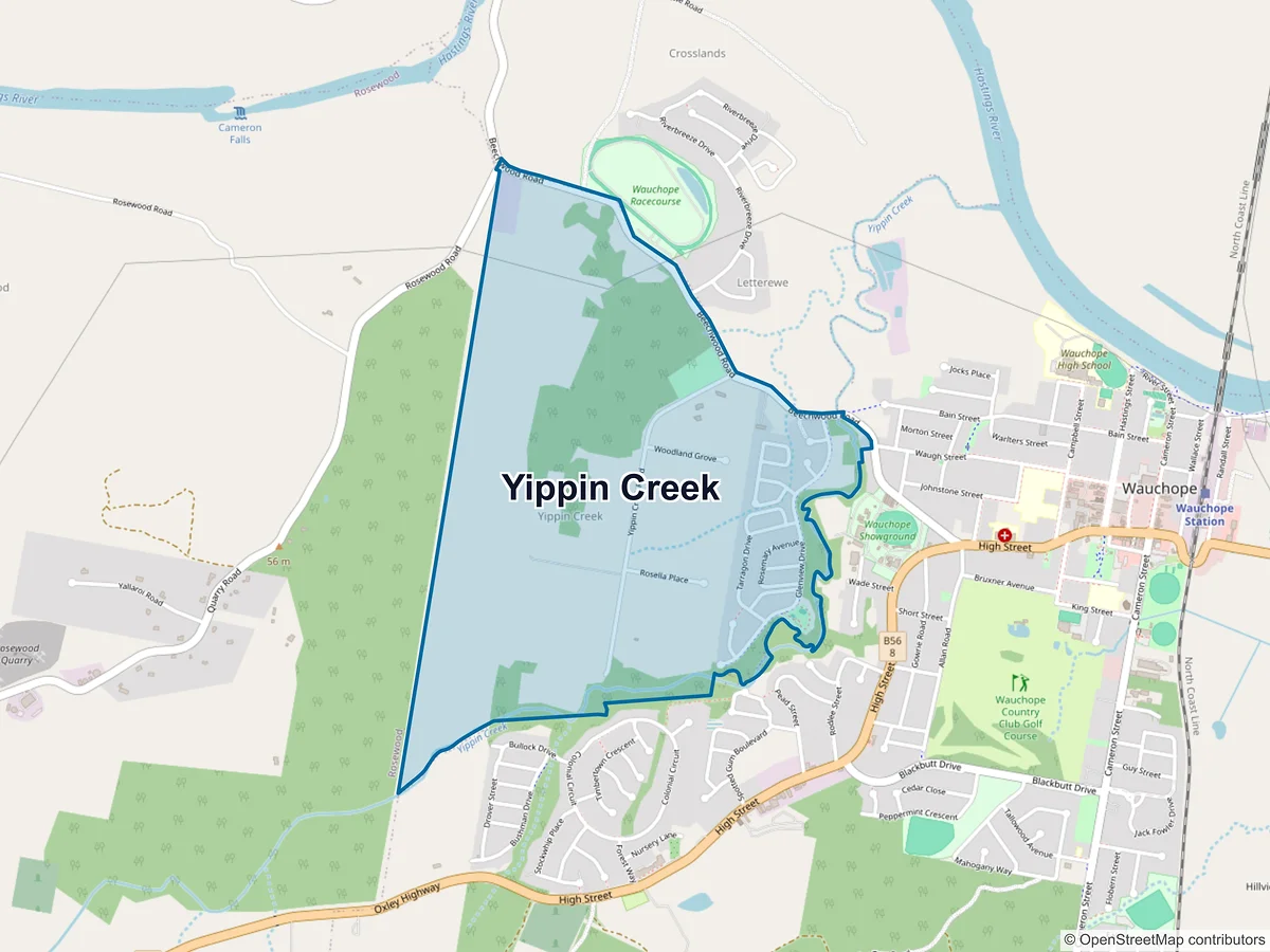 Map of Yippin Creek, NSW, Australia