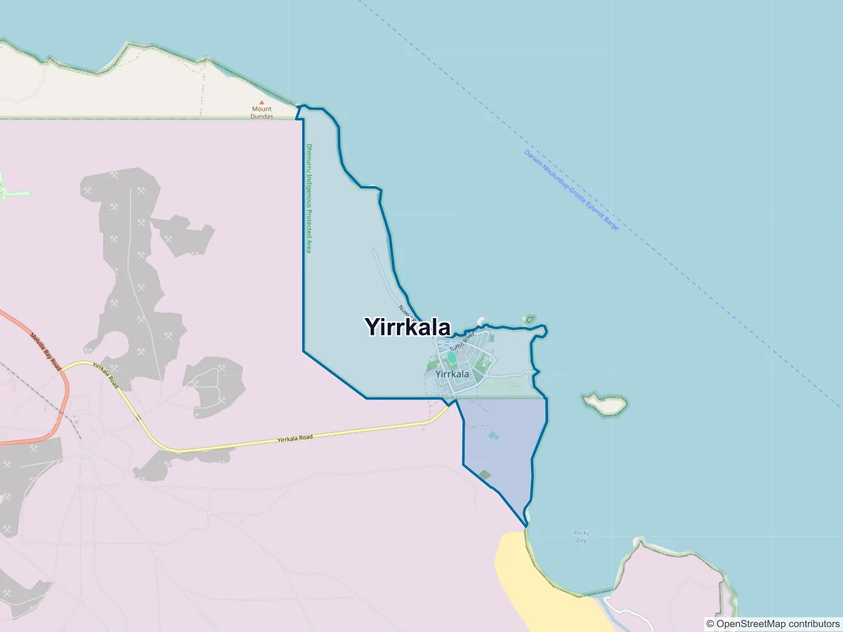 Map of Yirrkala, NT, Australia