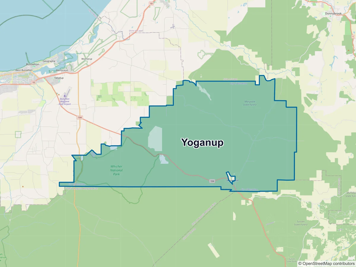 Map of Yoganup, WA, Australia