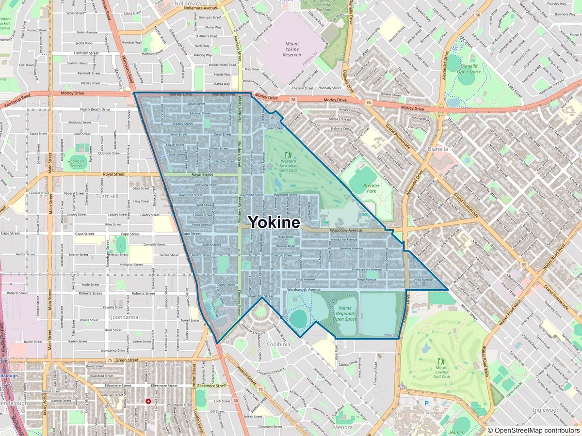 Map of Yokine, WA, Australia