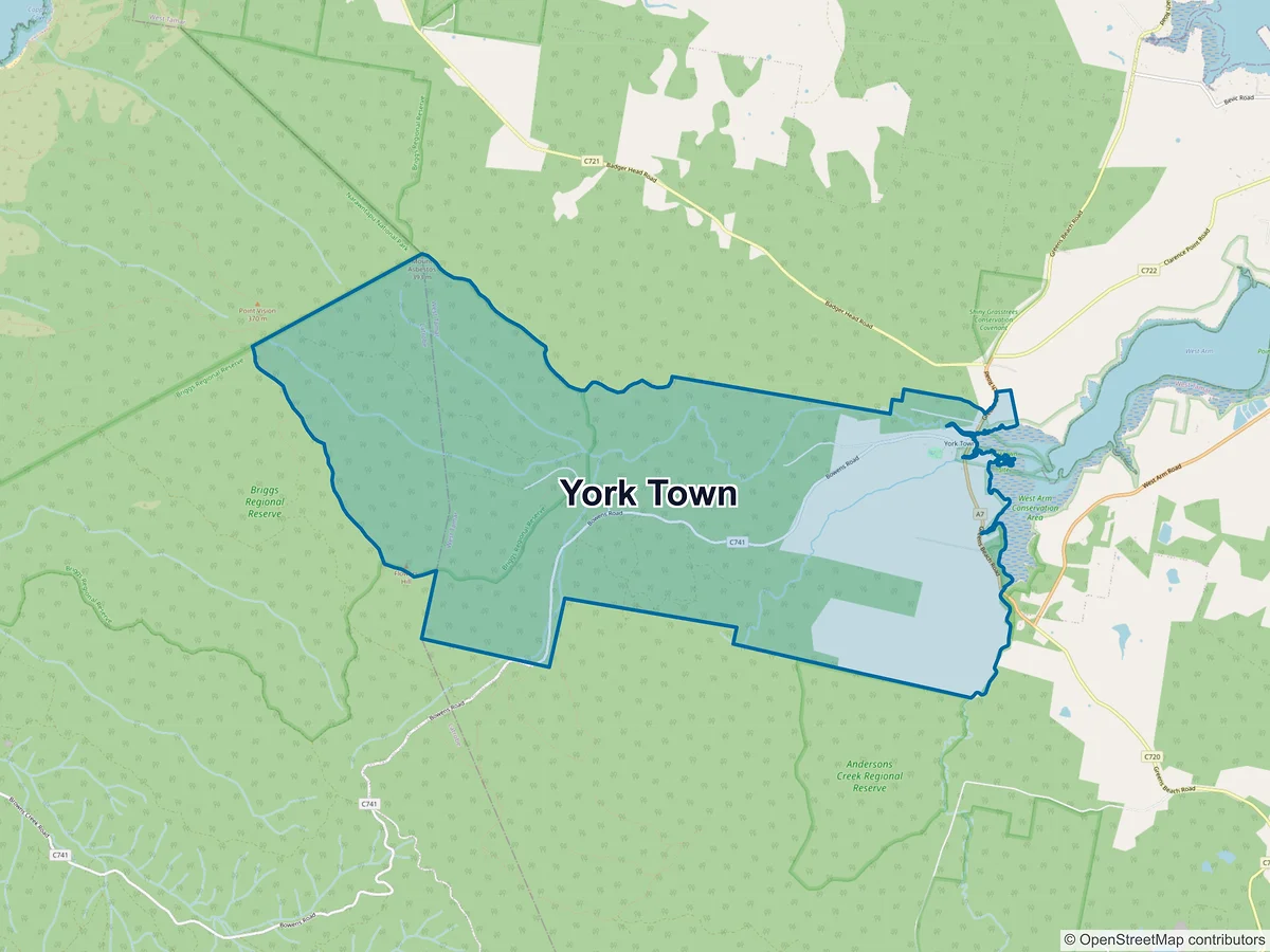 Map of York Town, TAS, Australia