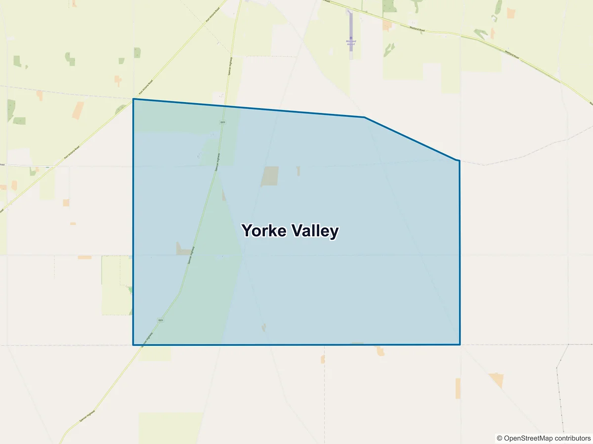 Map of Yorke Valley, SA, Australia