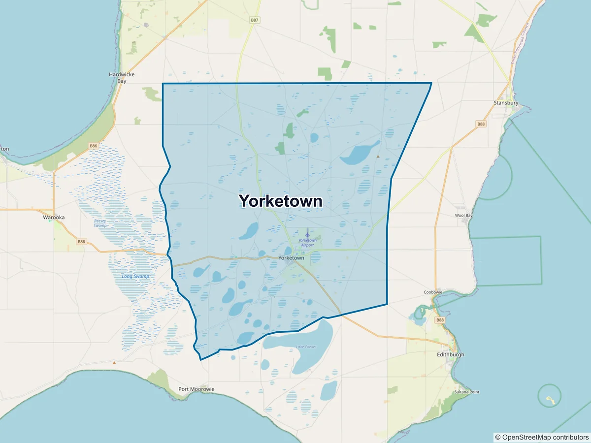 Map of Yorketown, SA, Australia