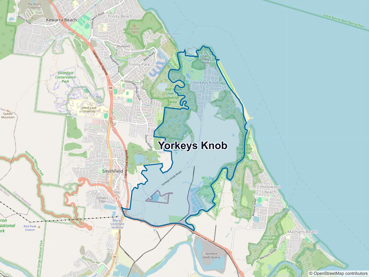 Map of Yorkeys Knob, QLD, Australia