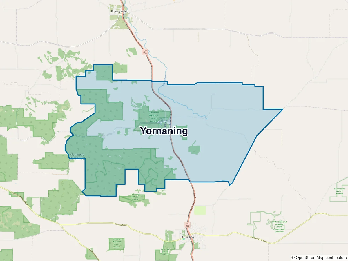 Map of Yornaning, WA, Australia