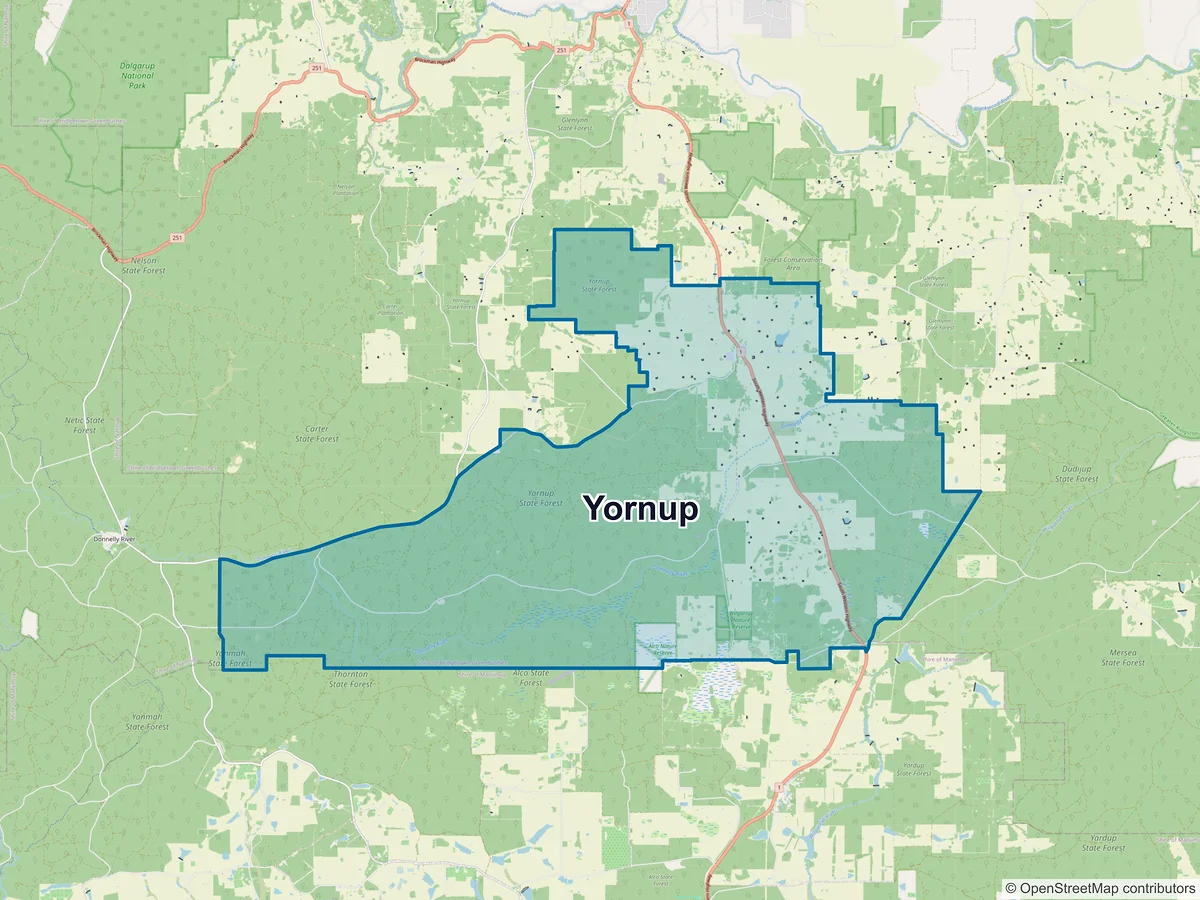 Map of Yornup, WA, Australia