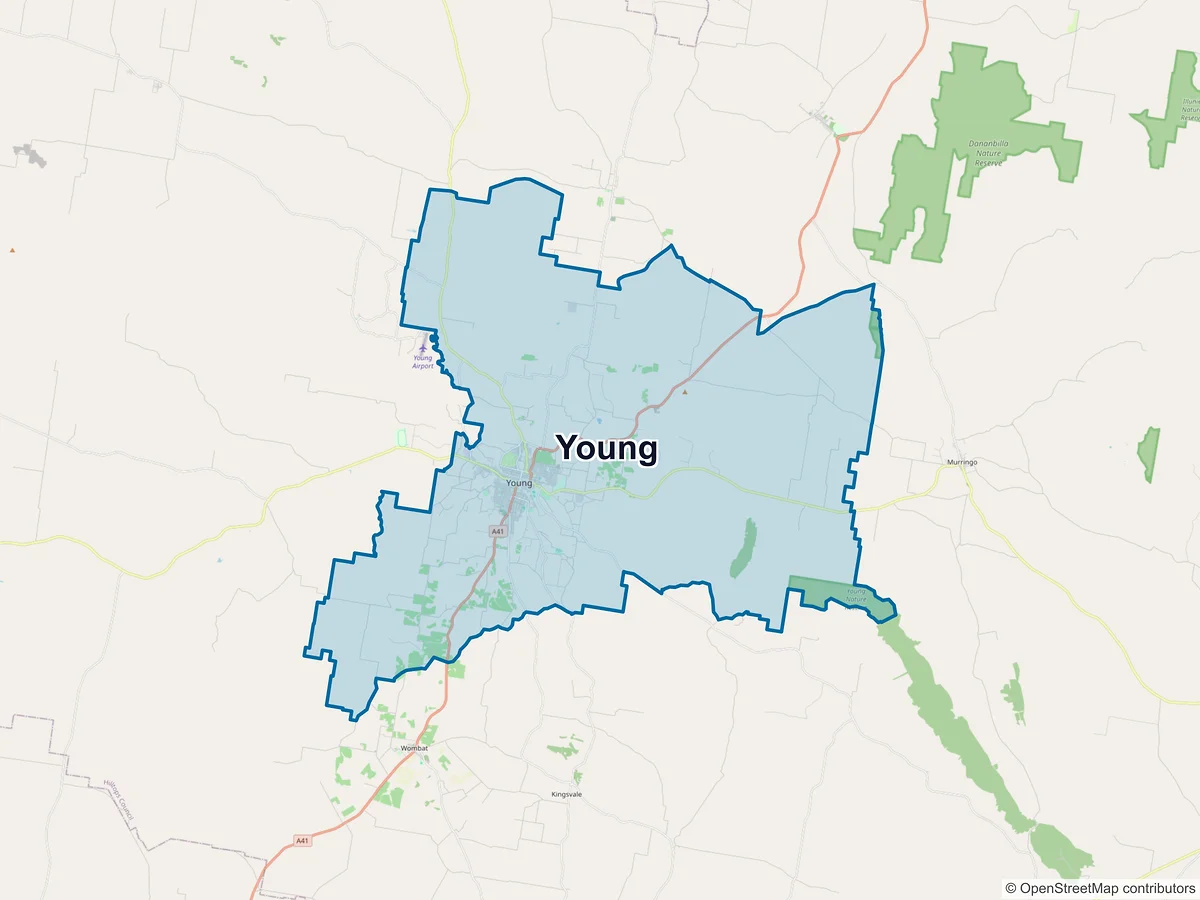 Map of Young, NSW, Australia