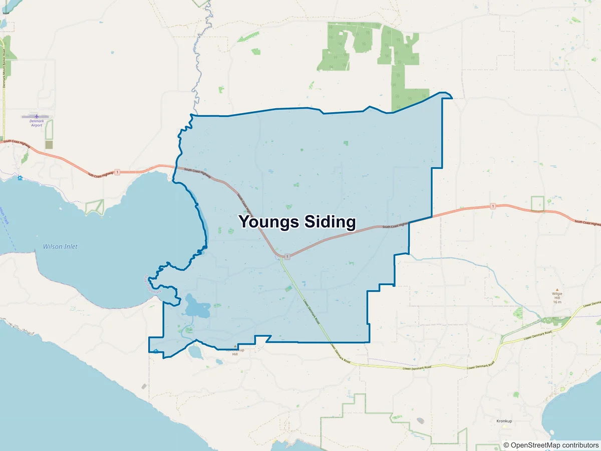 Map of Youngs Siding, WA, Australia