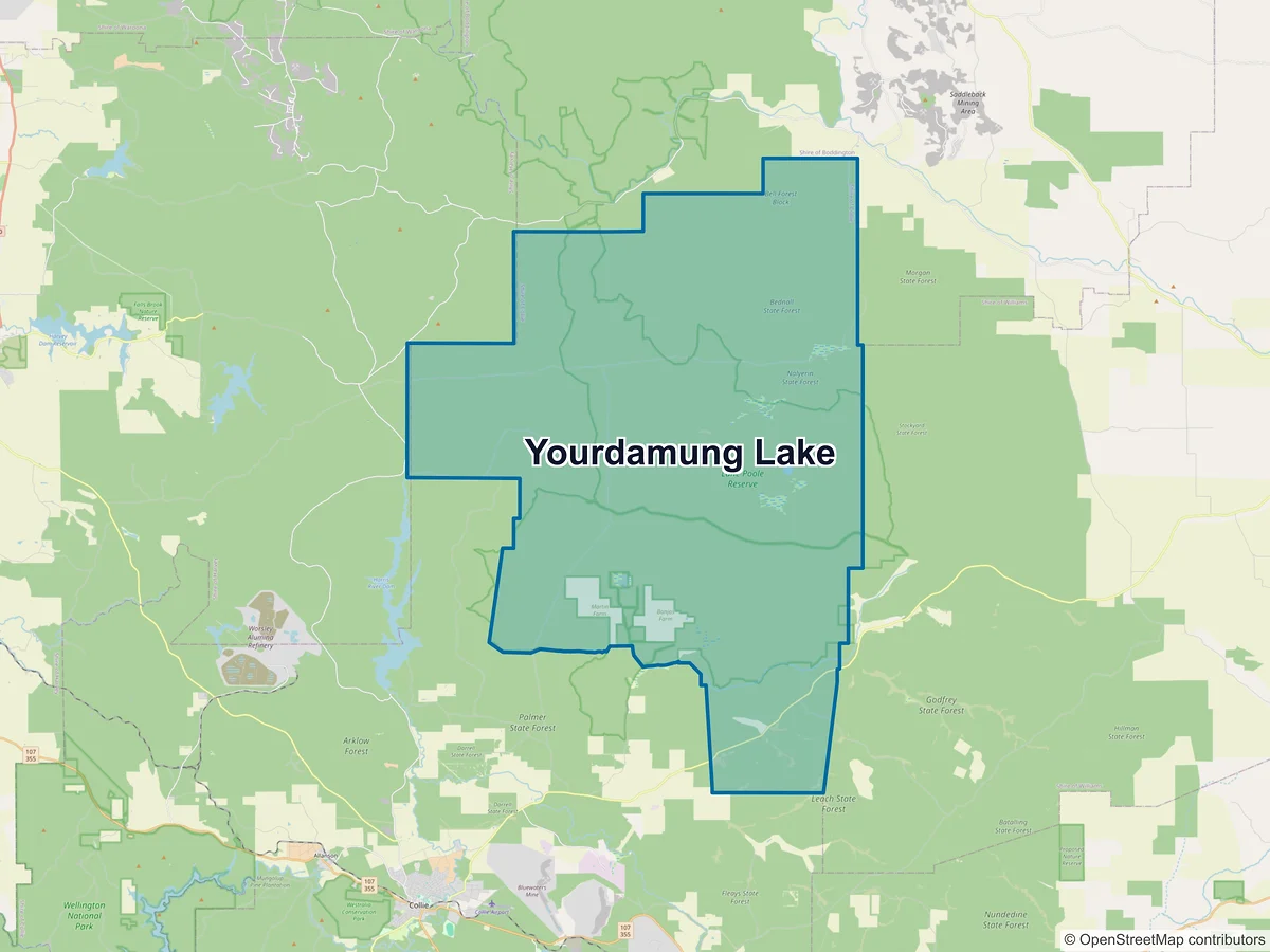 Map of Yourdamung Lake, WA, Australia