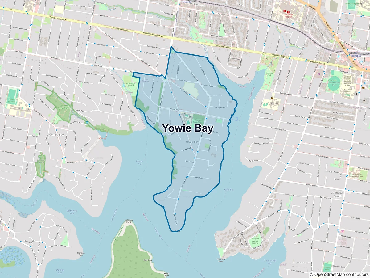 Map of Yowie Bay, NSW, Australia