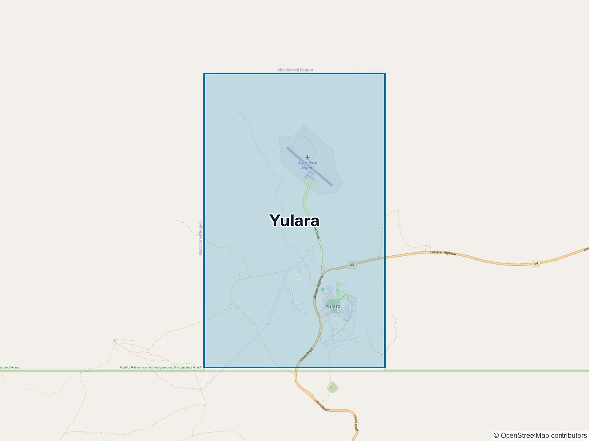Map of Yulara, NT, Australia