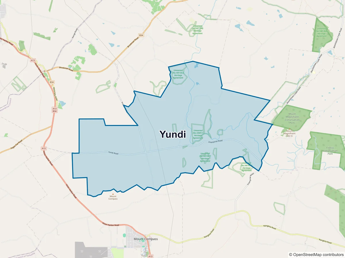 Map of Yundi, SA, Australia
