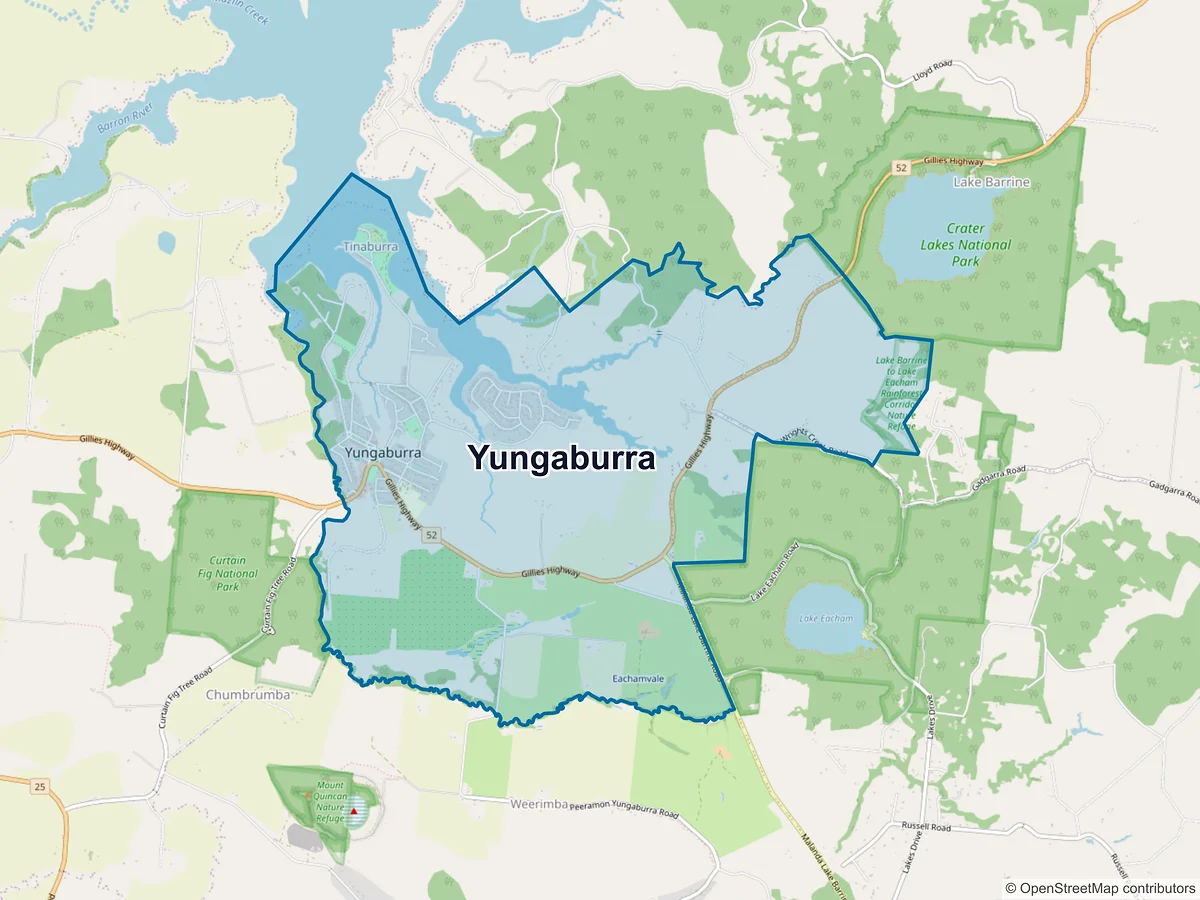 Map of Yungaburra, QLD, Australia
