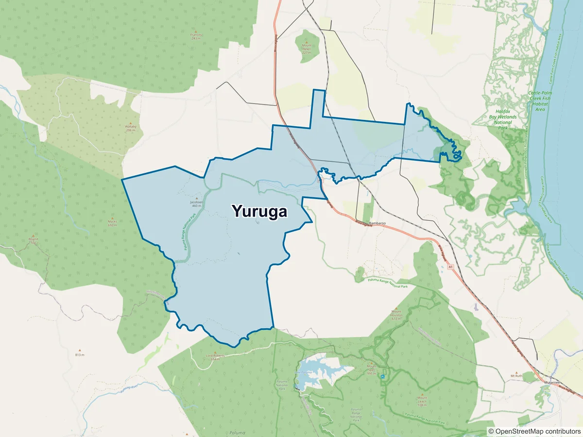 Map of Yuruga, QLD, Australia