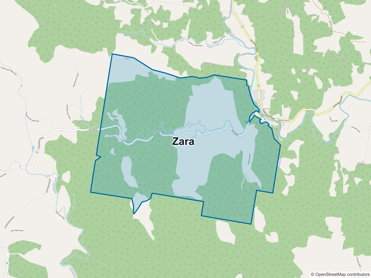 Map of Zara, NSW, Australia
