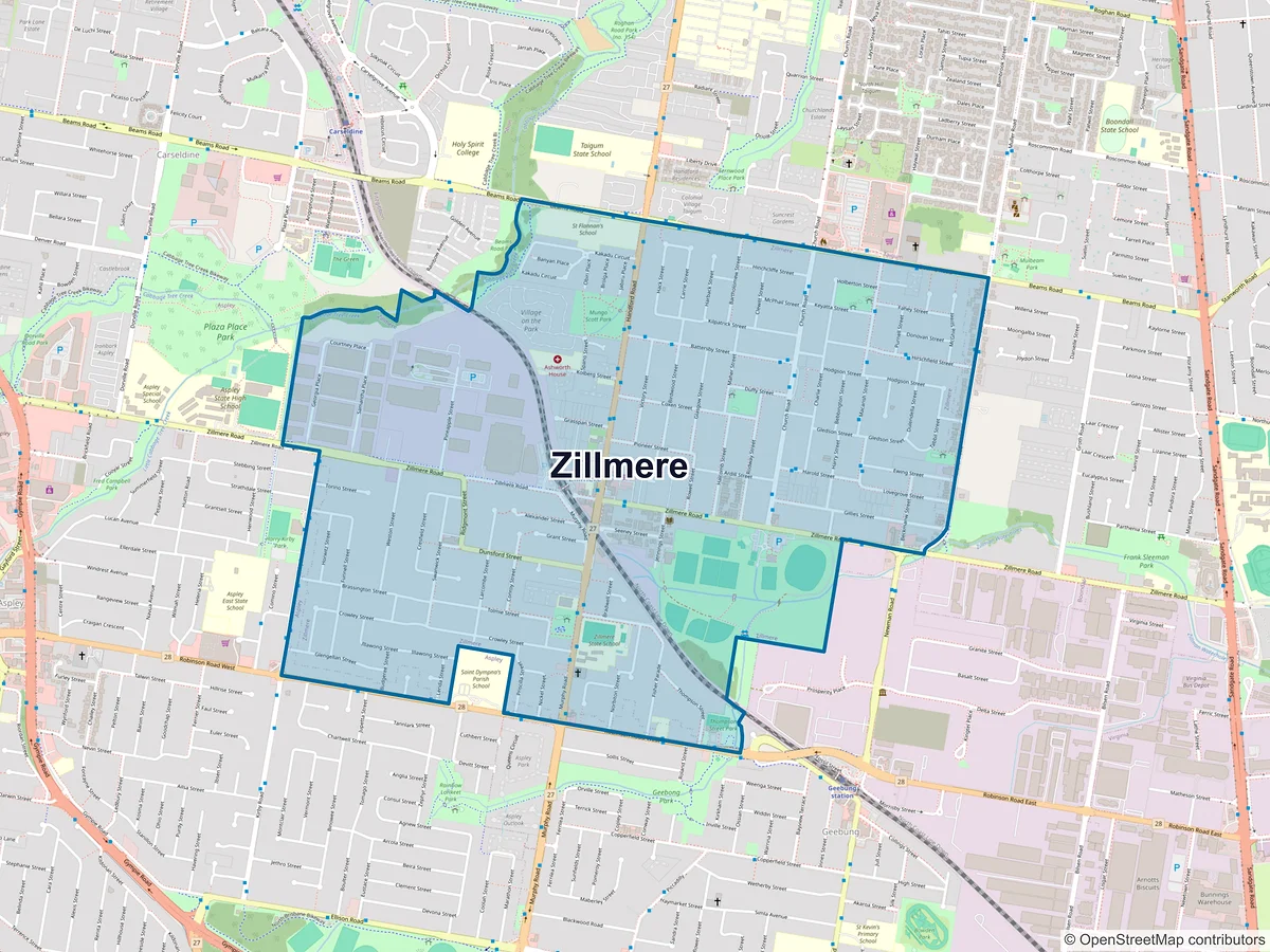Map of Zillmere, QLD, Australia