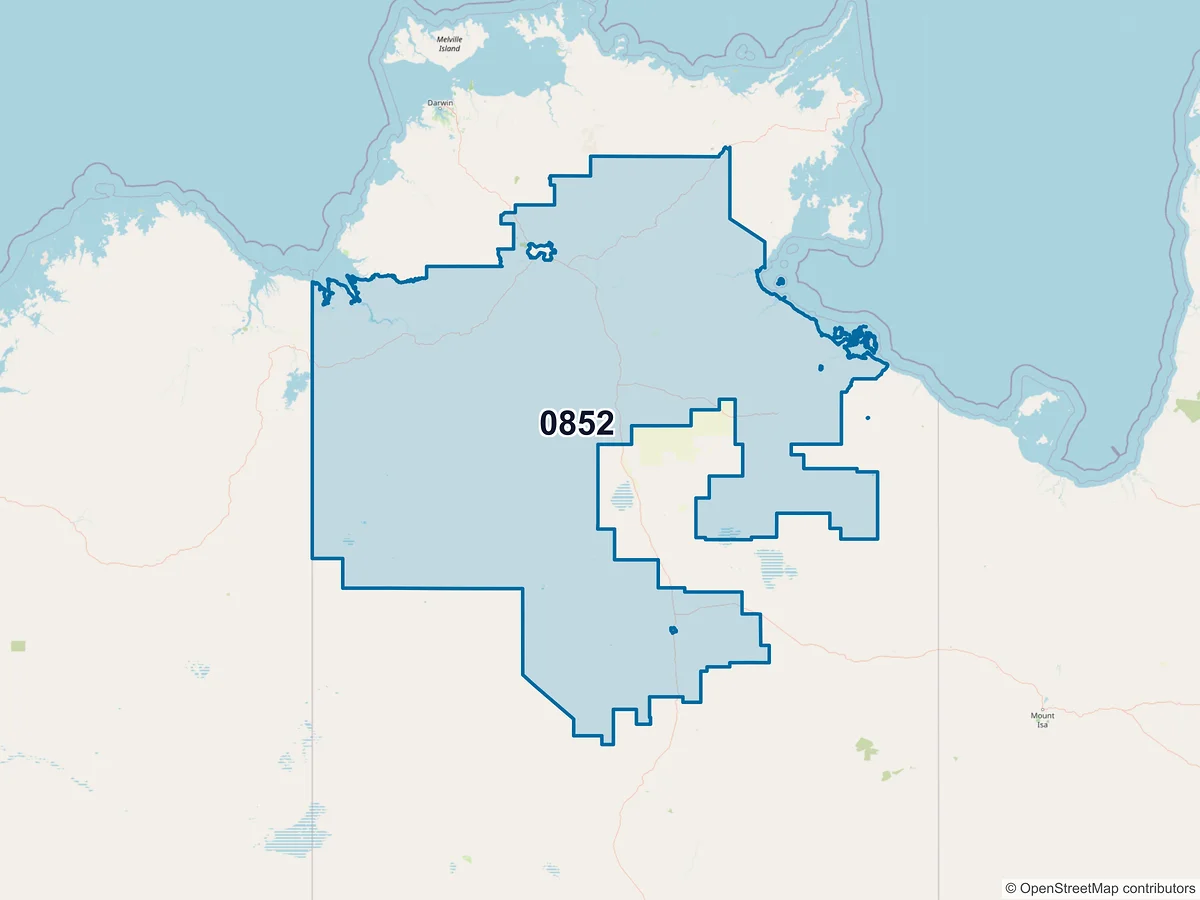 Map of postcode 0852 — Mataranka, NT, Australia