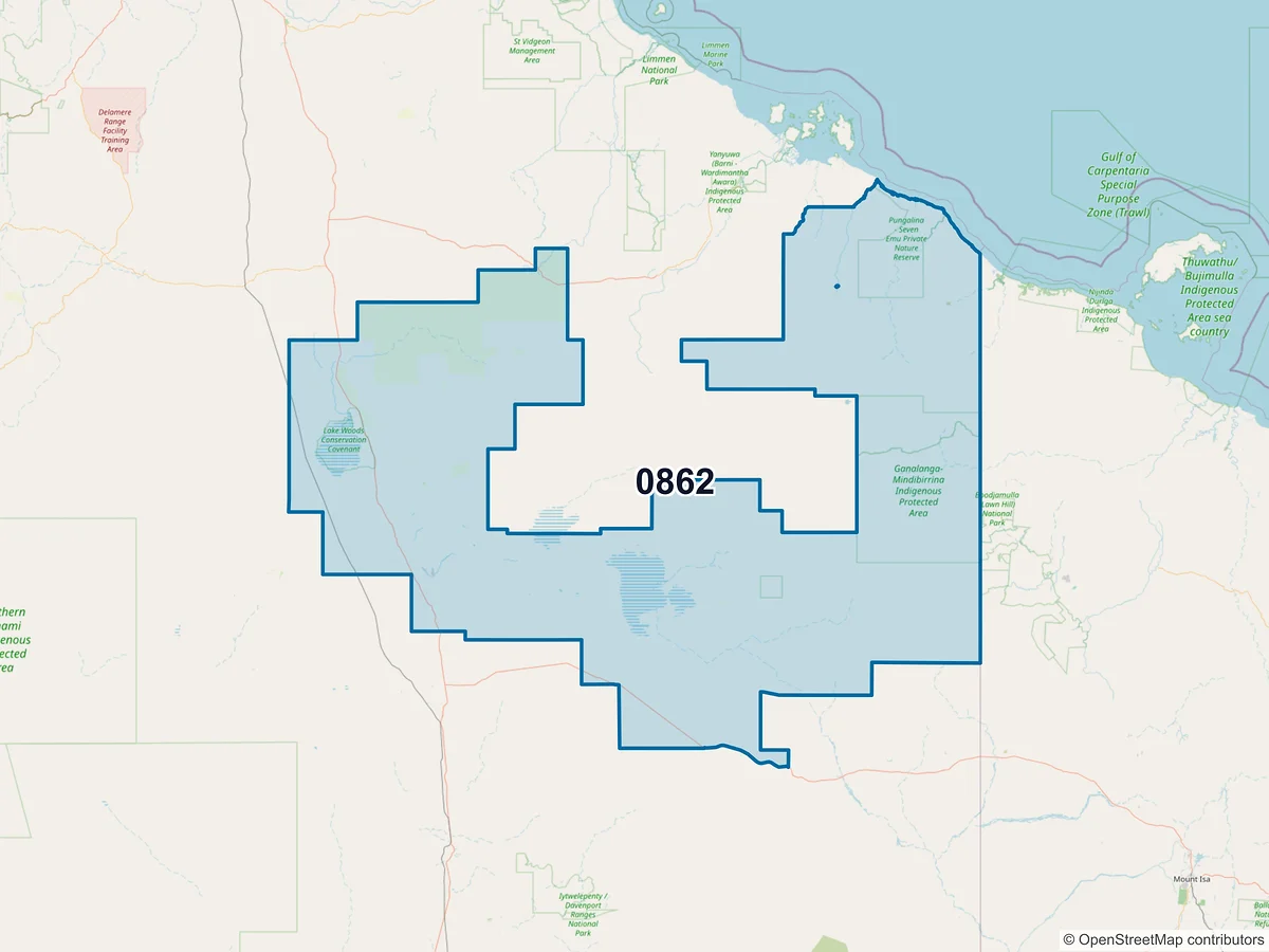 Map of postcode 0862 — Elliott, NT, Australia