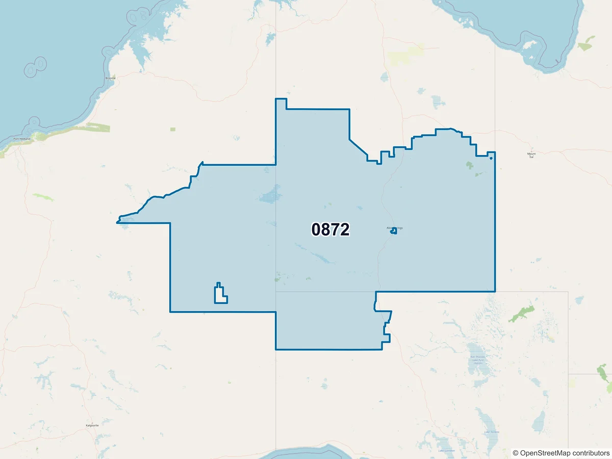 Map of postcode 0872 — Yulara, NT, Australia