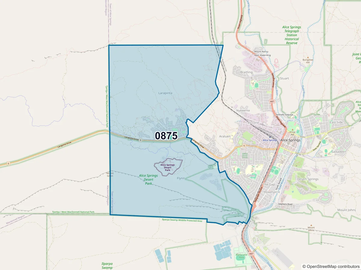 Map of postcode 0875 — Larapinta, NT, Australia