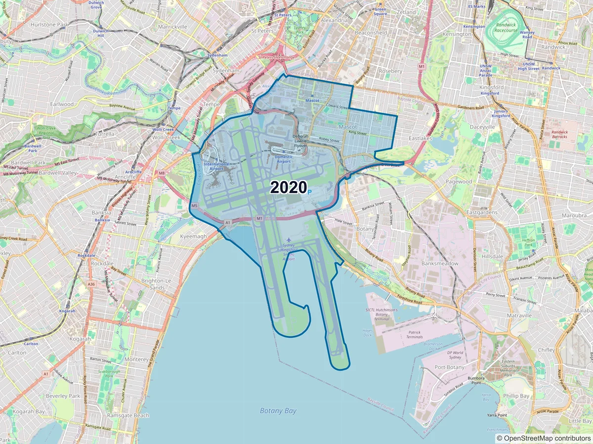 Map of postcode 2020 — Mascot, NSW, Australia