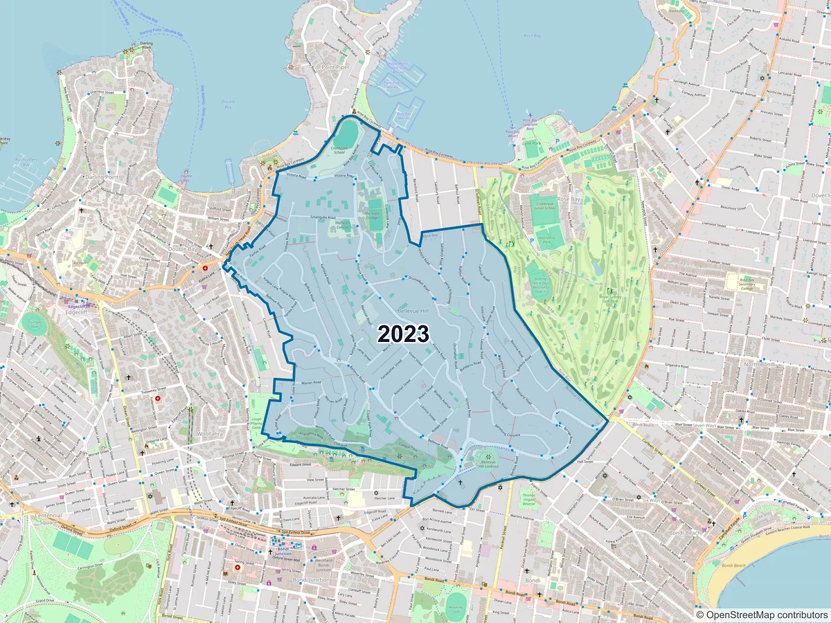 Map of postcode 2023 — Bellevue Hill, NSW, Australia
