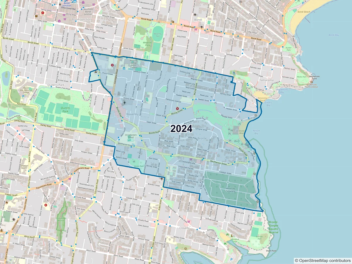 Map of postcode 2024 — Bronte, NSW, Australia