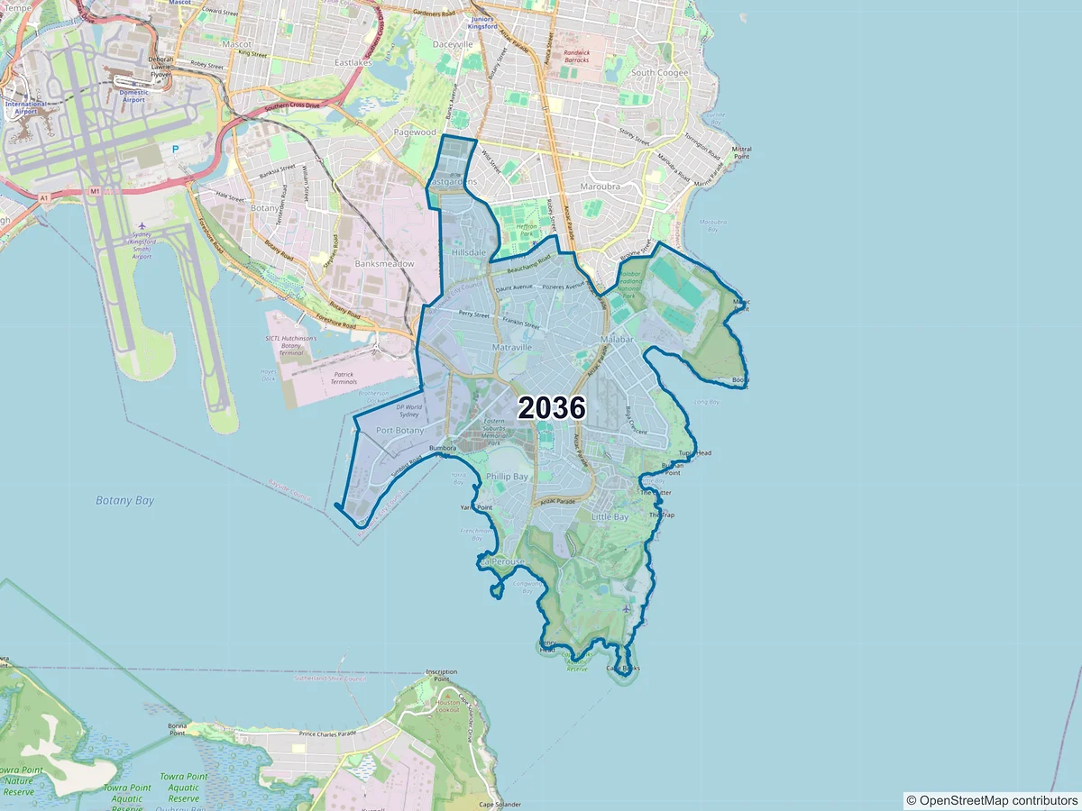 Map of postcode 2036 — Matraville, NSW, Australia