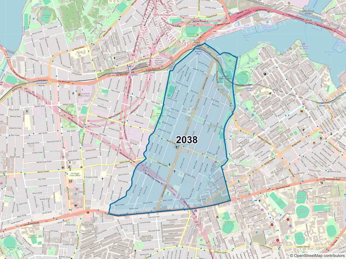Map of postcode 2038 — Annandale, NSW, Australia