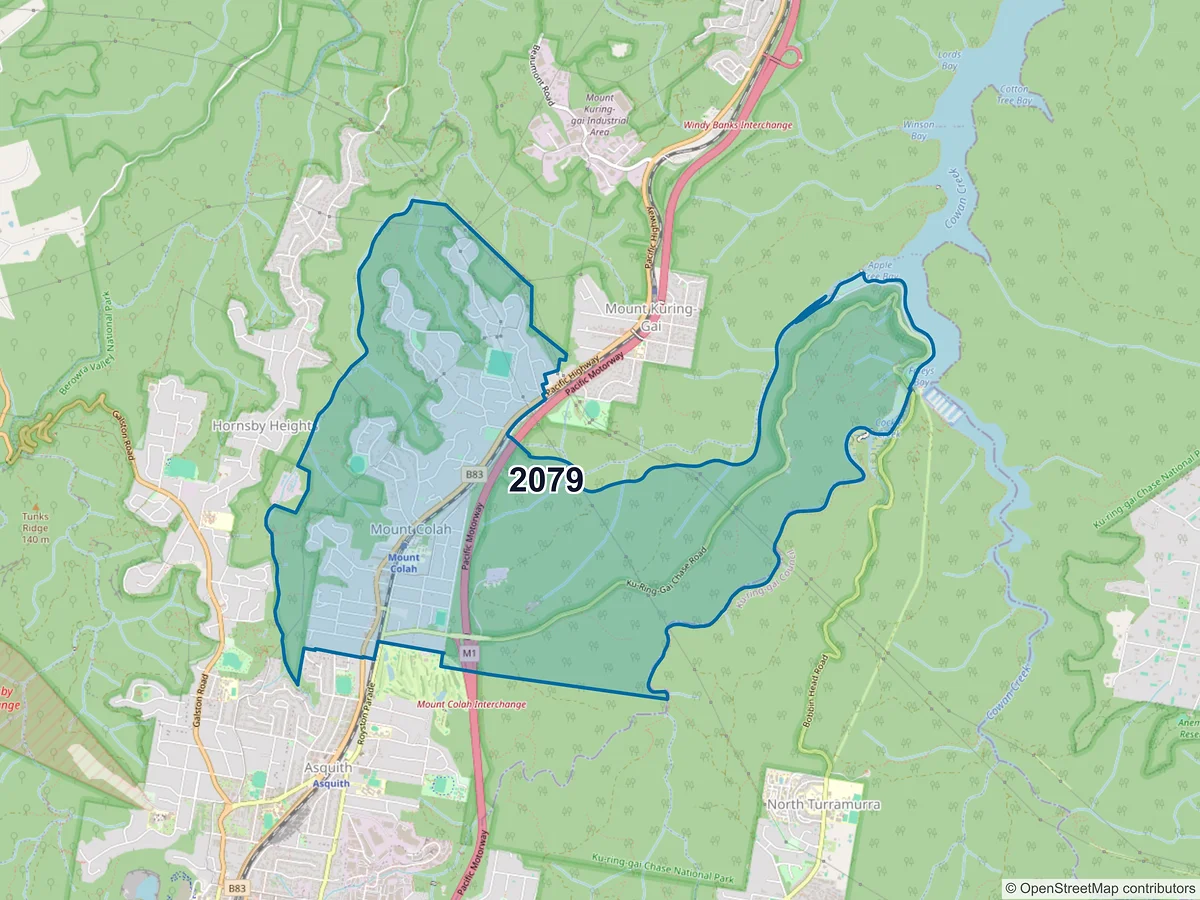Map of postcode 2079 — Mount Colah, NSW, Australia