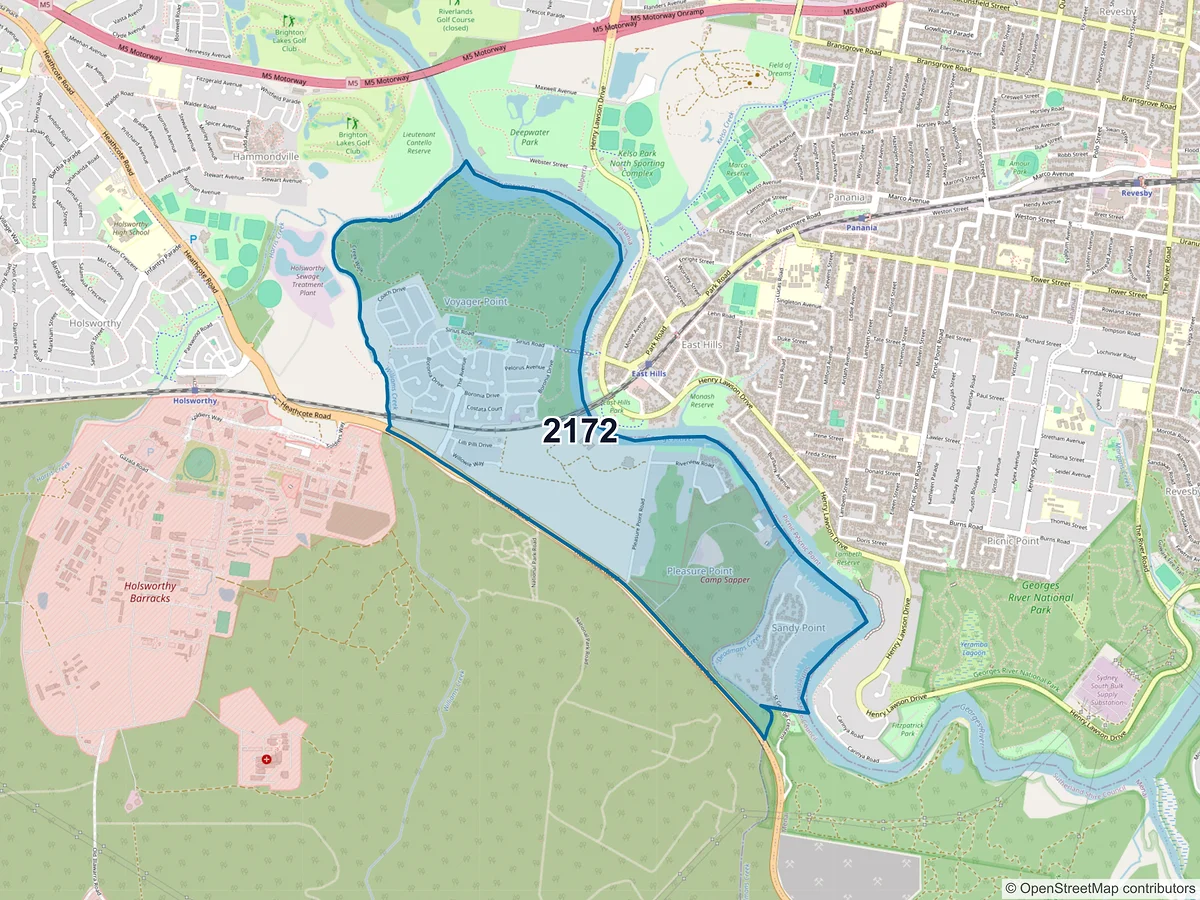 Map of postcode 2172 — Voyager Point, NSW, Australia