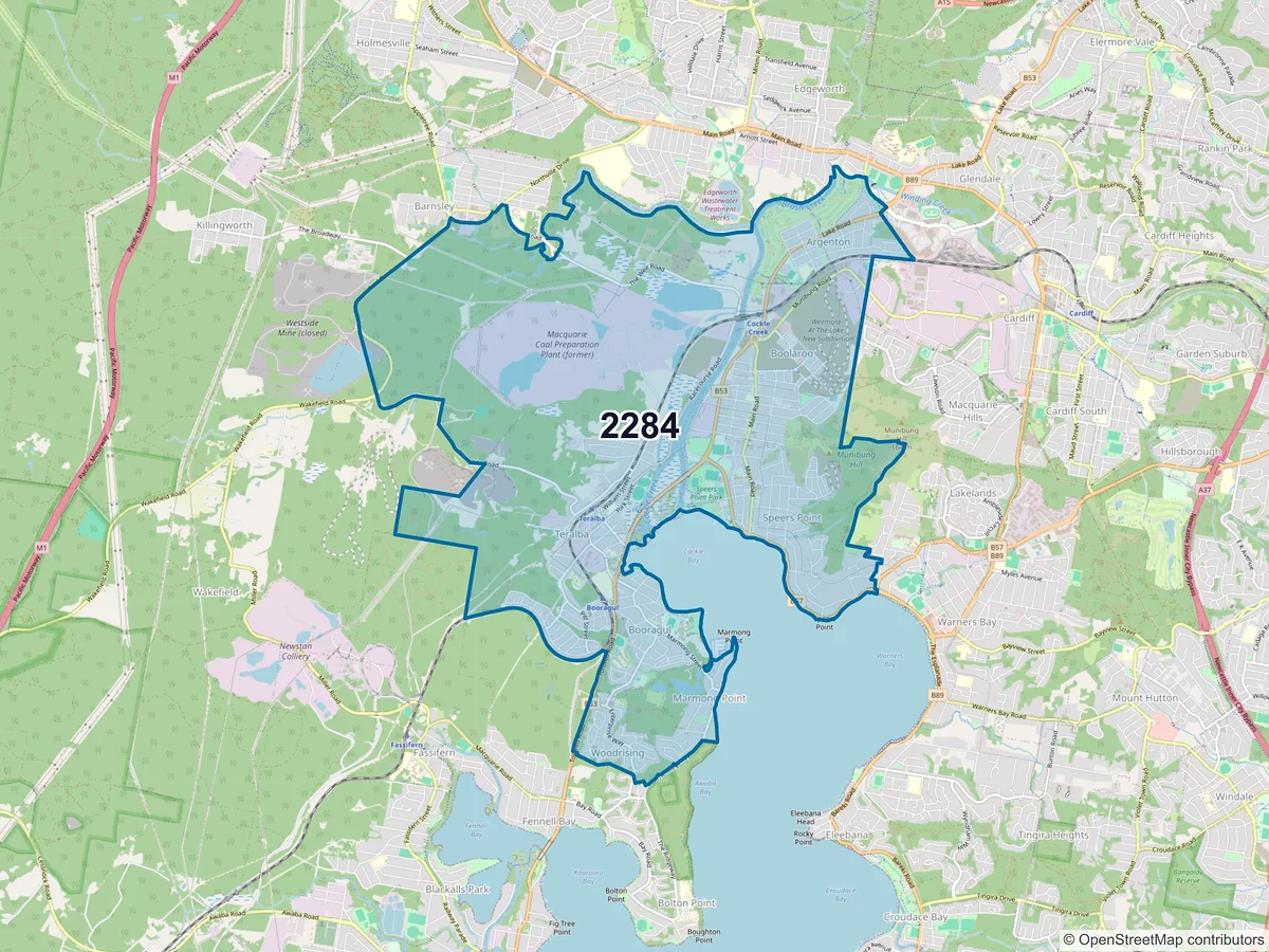 Map of postcode 2284 — Speers Point, NSW, Australia