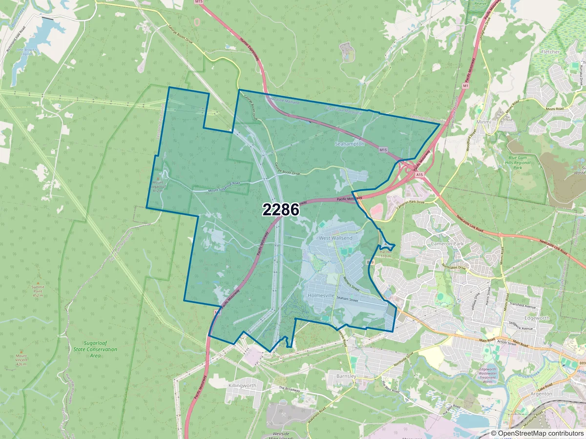 Map of postcode 2286 — West Wallsend, NSW, Australia