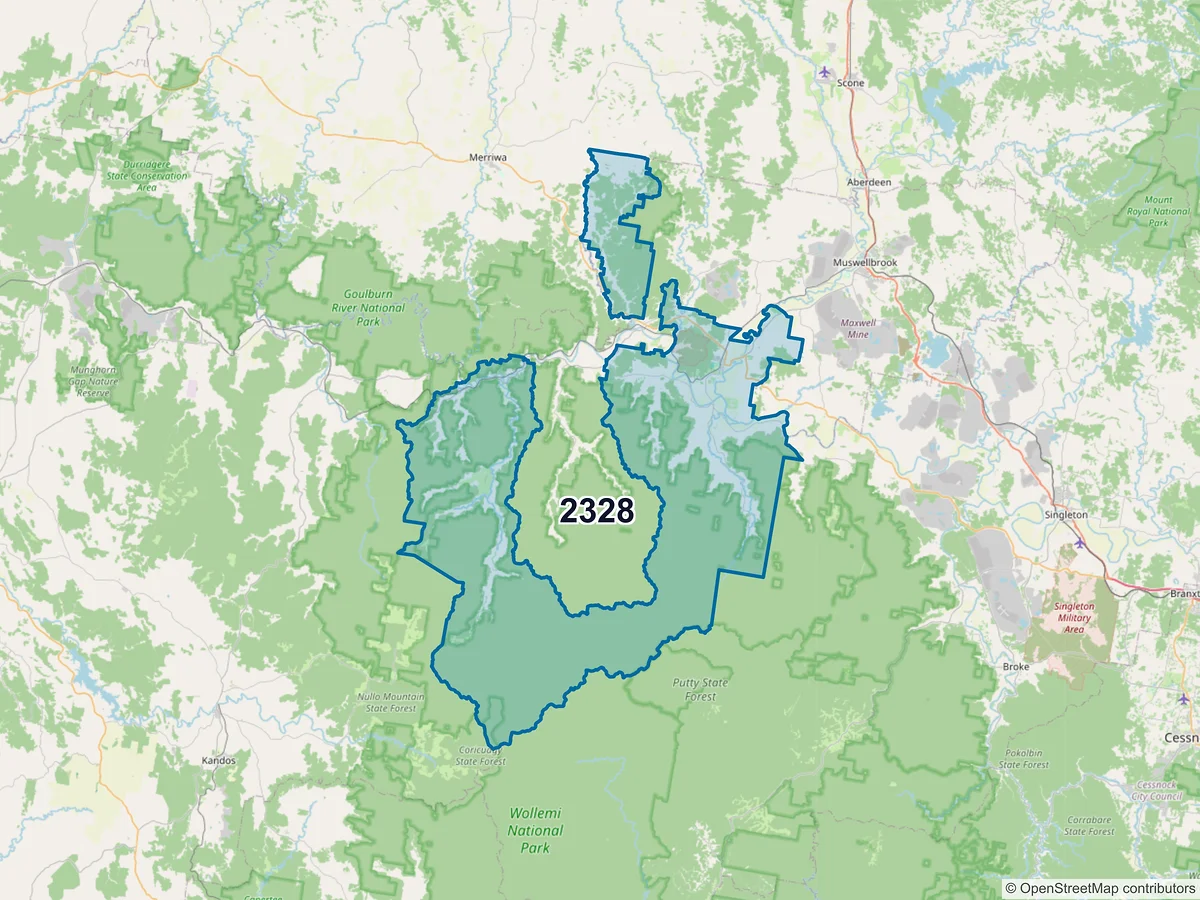 Map of postcode 2328 — Denman, NSW, Australia