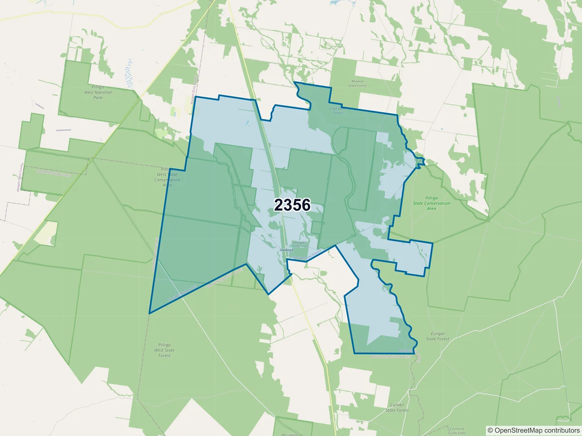 Map of postcode 2356 — Gwabegar, NSW, Australia