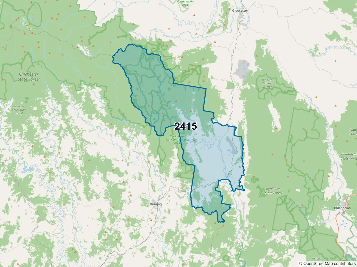 Map of postcode 2415 — Stroud Road, NSW, Australia