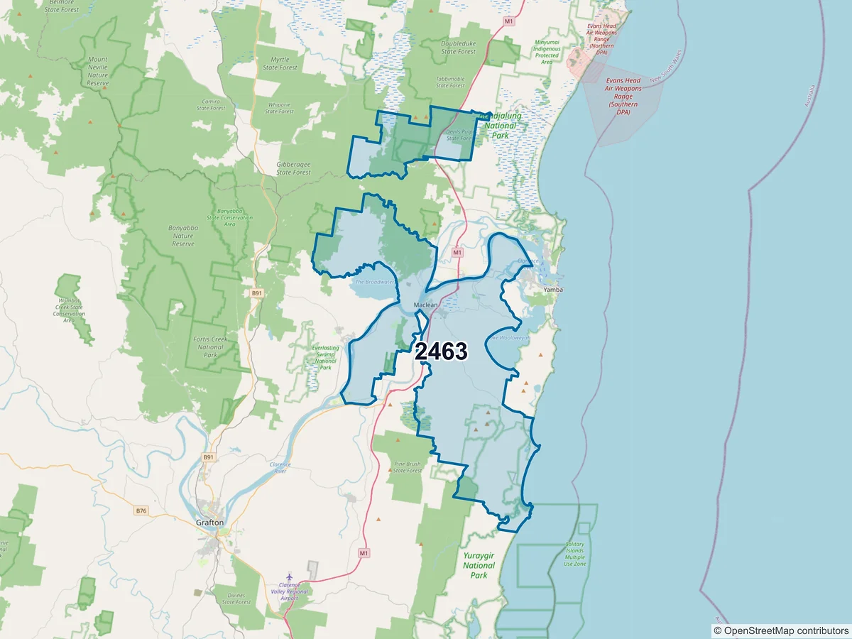 Map of postcode 2463 — Maclean, NSW, Australia