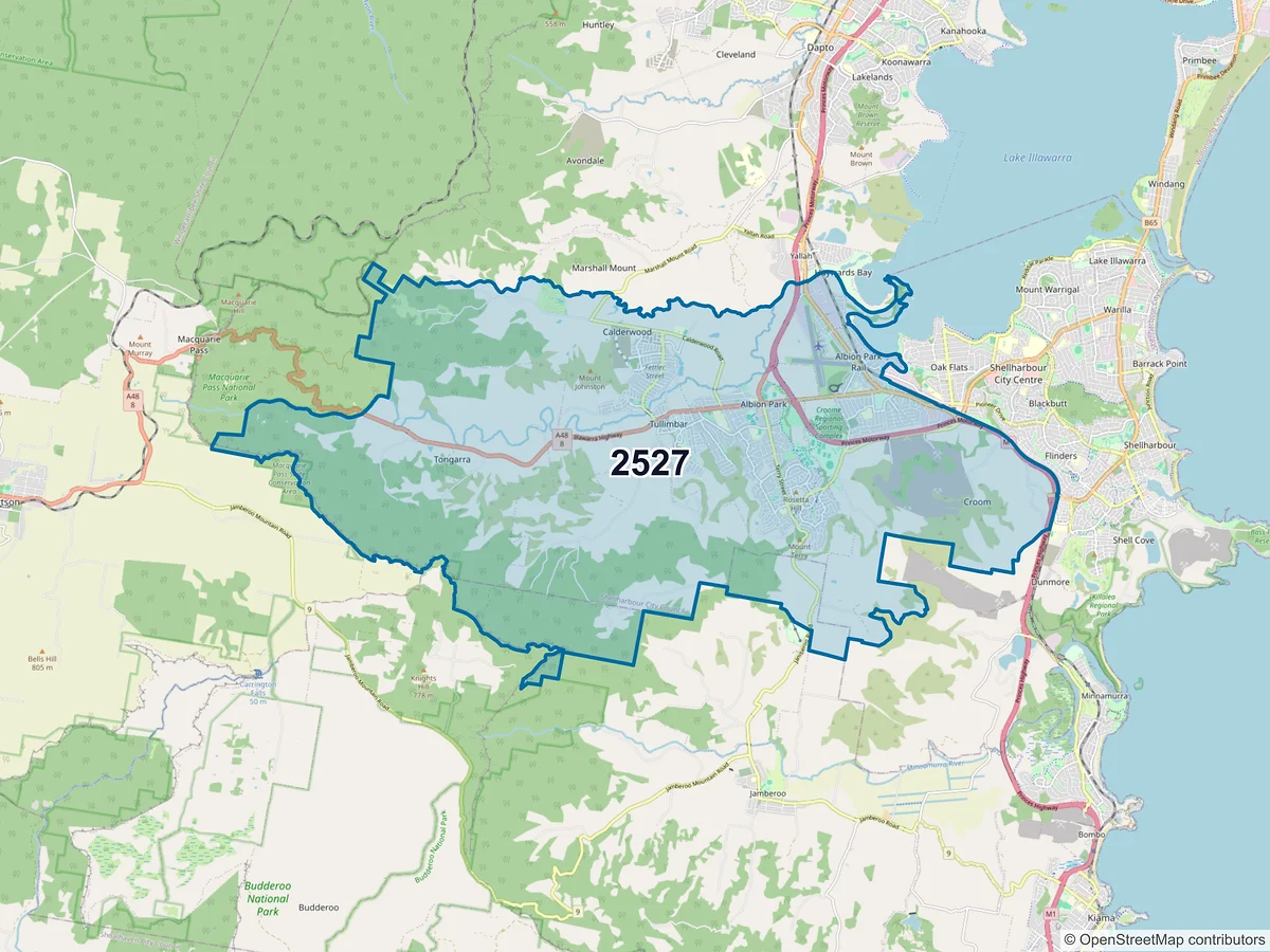 Map of postcode 2527 — Albion Park, NSW, Australia