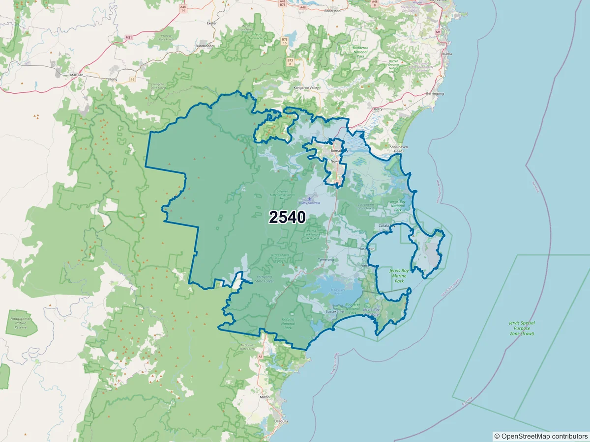 Map of postcode 2540 — Sanctuary Point, NSW, Australia